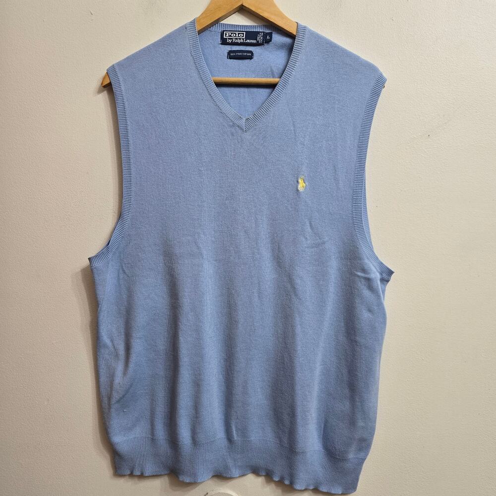 Polo Ralph Lauren Men Vintage 90s Y2K Preppy Classic Pima Cotton Sweater Vest L